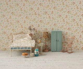 Maileg Mouse Miniature Wooden Wardrobe – Vintage Sage Closet with Hangers