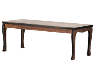 Wooden table with a dark finish on a white background