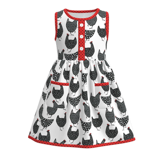 Dress with chicken pattern on a white background