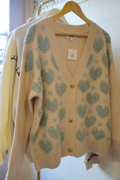 Button Front Heart Sweater