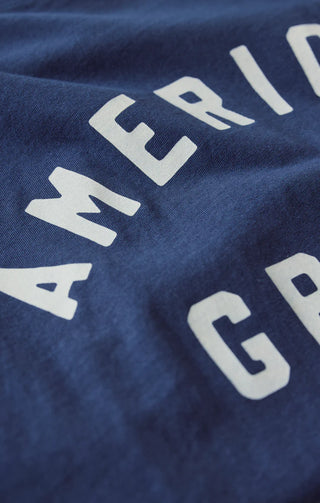 American Grown Boyfriend Tee – Navy Vintage Graphic Shirt