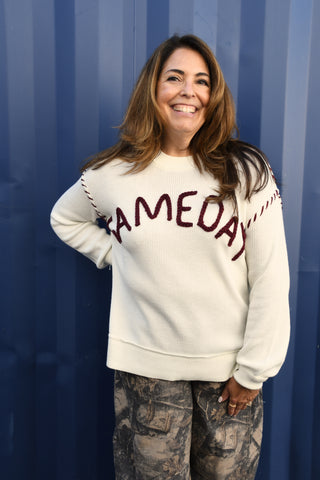 Gameday Ranch Pullover — Colorblock Knit Sweater