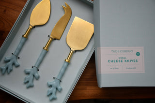 Coral Reef Cheese Knives, Set of Three | Brushed Gold