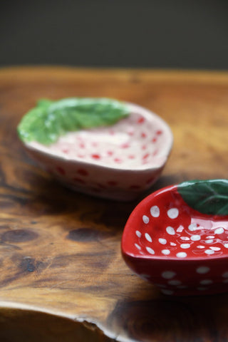 Hand-Painted Ceramic Strawberry Shaped Dish