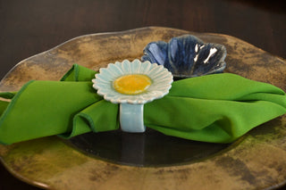 Ceramic Daisy Flower Napkin Ring | Reactive Glaze Multicolor