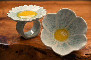 Ceramic Daisy Flower Napkin Ring | Reactive Glaze Multicolor