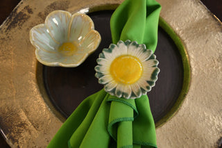 Ceramic Daisy Flower Napkin Ring | Reactive Glaze Multicolor