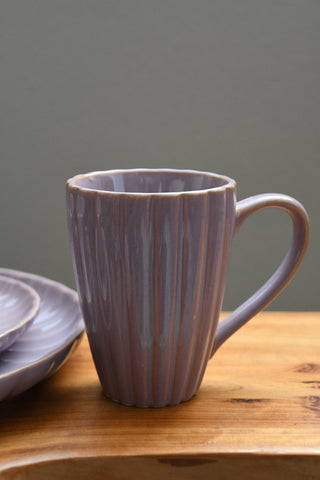 Lavender Ribbed Stoneware Mug | Reactive Glaze | 14 oz.
