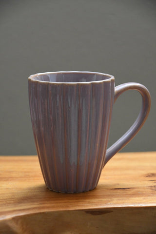 Lavender Ribbed Stoneware Mug | Reactive Glaze | 14 oz.