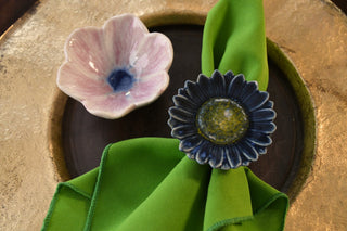 Ceramic Daisy Flower Napkin Ring | Reactive Glaze Multicolor