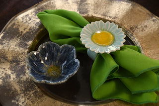 Ceramic Daisy Flower Napkin Ring | Reactive Glaze Multicolor