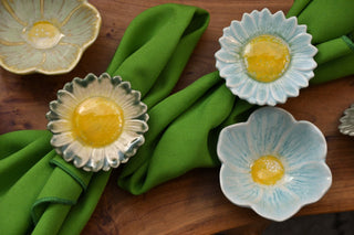 Ceramic Daisy Flower Napkin Ring | Reactive Glaze Multicolor