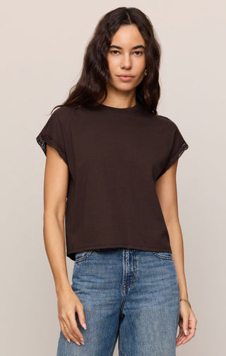 Z Supply Women Tops Marika Lace Trim Muscle Tee