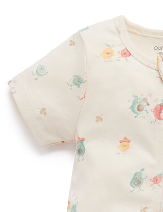 Baby outfit with cartoon animal print on a white background