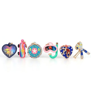Set of colorful earrings on a white background
