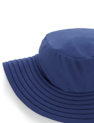 Blue bucket hat on a white background