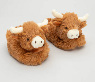 Longhorn Cow Baby Slippers - Brown
