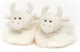 Highland Cow Baby Slippers - Cream