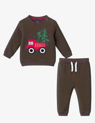 Grey Truck Sweater/Joggers Baby Matching Set