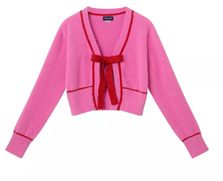 Pink Eyelash Cardigan Sweater
