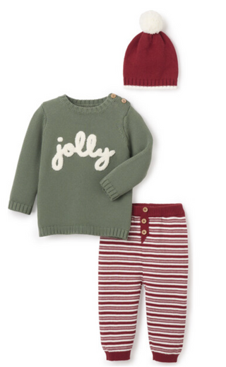 Jolly Sweater w/knit pants/pom hat