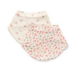 Floral-patterned baby bib on a white background