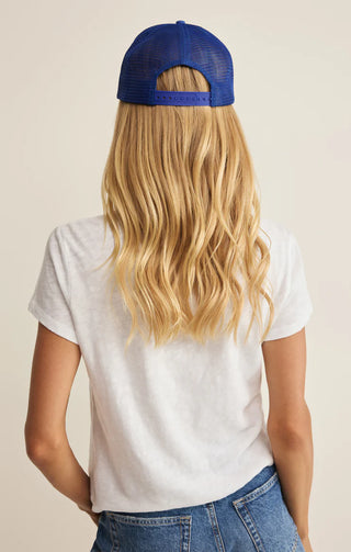 Americana Chic: Women's Heart Flag Mesh Back Trucker Hat