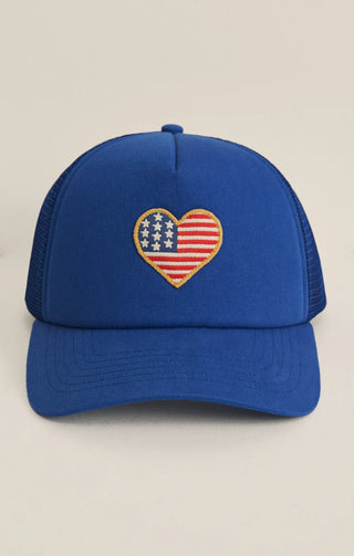Americana Chic: Women's Heart Flag Mesh Back Trucker Hat