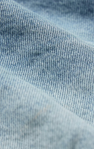 Close-up of blue denim fabric texture