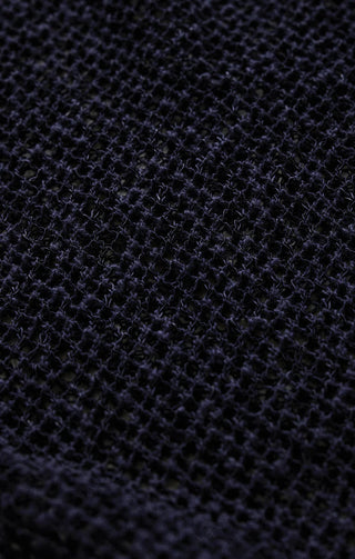 Close-up of dark blue fabric texture