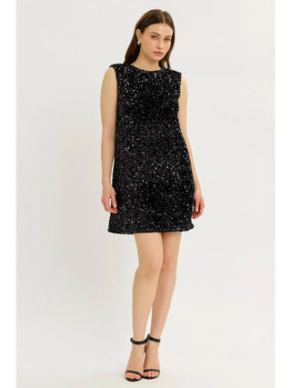 Reya Sequin Velvet Dress