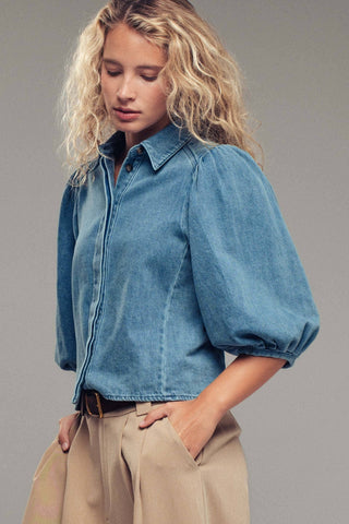 Puff Sleeve Denim Blouse/FINAL SALE