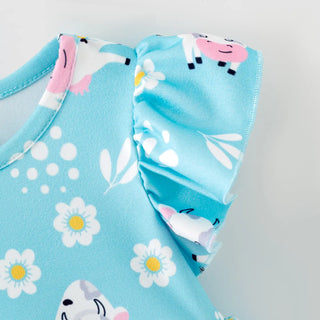 Blue sleeve with flower pattern on white background