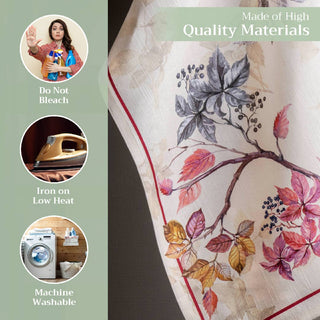 Flower and Bird design set of 3 hand towels. Dishtowels.