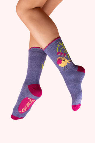Glitter Ankle Socks - Robin Red Breast