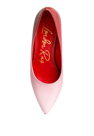 Harlow Metallic Accent Block Heel Pumps Red/Pink