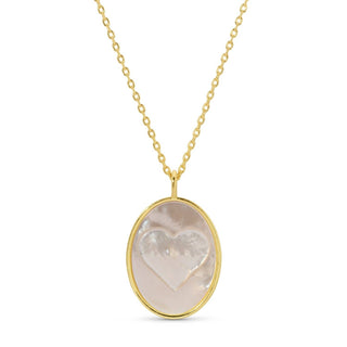 Necklace with a heart-shaped gemstone pendant on a white background