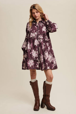 Flora Floral Tiered Shirt Dress