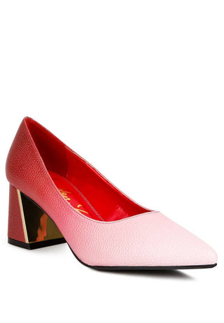 Harlow Metallic Accent Block Heel Pumps Red/Pink