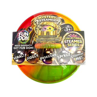 Fun Doh mystery steamer toy packaging with colorful design and text.
