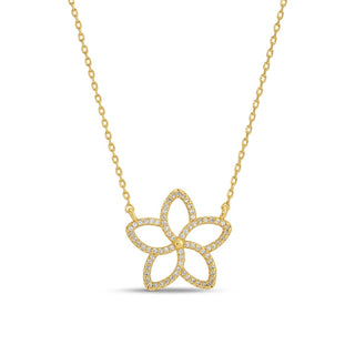 Gold necklace with a butterfly-shaped pendant on a white background