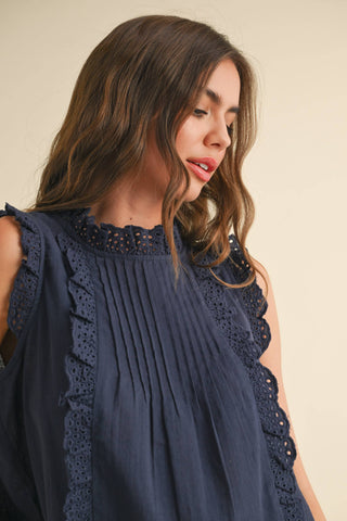 Piper Eyelet Ruffle Trim Blouse