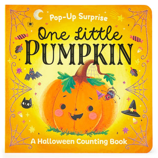 Book cover of 'One Little Pumpkin' with a pumpkin illustration and Halloween-themed design.