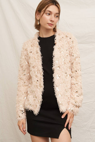 Stevie Oversized Feathery Glitter Cardigan