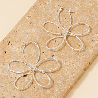 Dainty Wire Flower Hoop Earrings