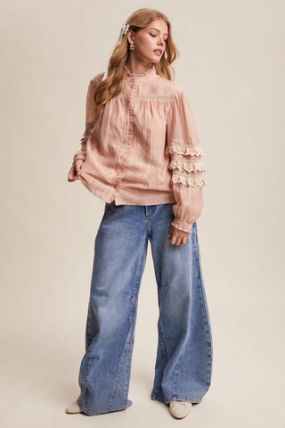 Lorelai Blush Lace Blouse