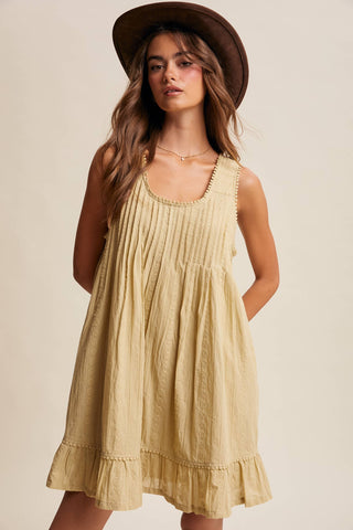 Aria Textured Pintuck Boho Mini Dress