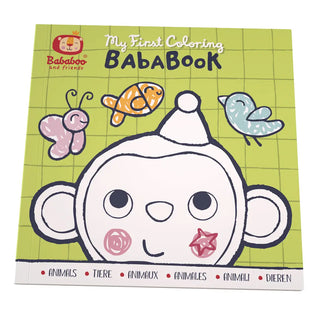 Coloring book for children with a monkey illustration on a green grid background
