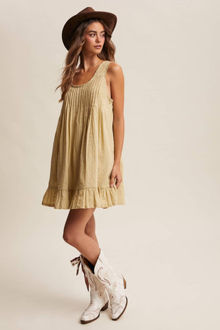Aria Textured Pintuck Boho Mini Dress