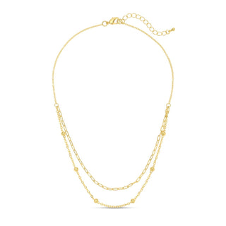 Gold necklace on a white background